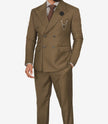 Mens Wide Peak Lapel Double Breasted Brown Suit