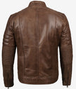 Mens Coffee Brown Cafe Racer Leather Jacket