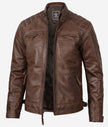 Mens Chocolate Brown Motorcycle Leather Jacket