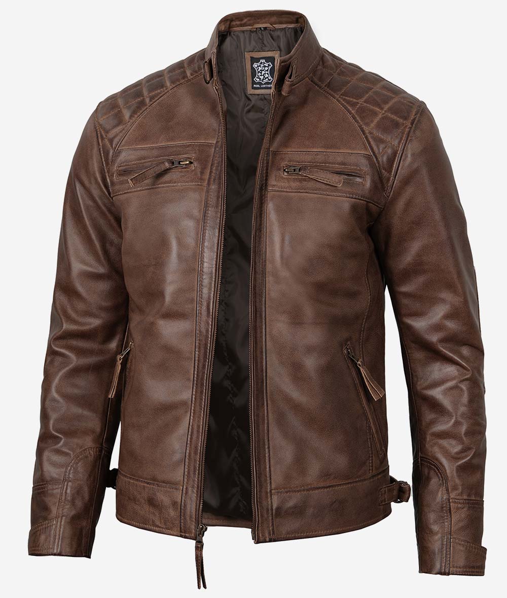 Mens Chocolate Brown Motorcycle Leather Jacket
