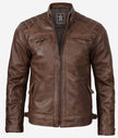 Mens Chocolate Brown Motorcycle Leather Jacket