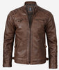 Mens Chocolate Brown Motorcycle Leather Jacket