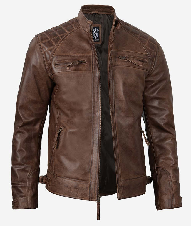 Mens Chocolate Brown Motorcycle Leather Jacket