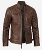 Mens Chocolate Brown Motorcycle Leather Jacket