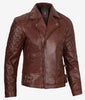 Frisco Quilted Sleeves Asymmetrical Rustic Oxblood Brando Motorcycle Leather Jacket