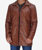 Mens Tall 3 4 Length Cognac Leather Car Coat