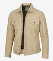 Mens Camel Suede Trucker Jacket