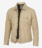 Mens Camel Suede Trucker Jacket
