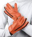Mens Cognac Perforated Leather Gloves