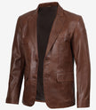 Mens Brown Leather Blazer