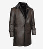 Mens Shearling Lined 3 4 Length Dark Brown Leather Coat