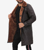 Mens Leather Brown Shearling Coat