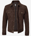 Mens Dark Brown Suede Leather Jacket