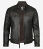 Mens Biker Distressed Brown Leather Jacket