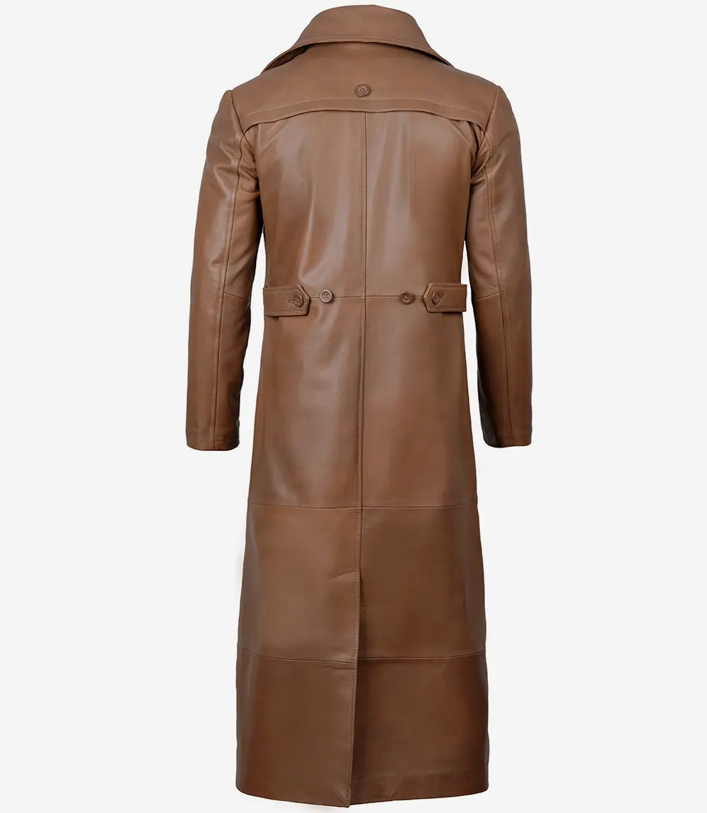 Jackson Mens Brown Trench Full Length Leather Coat