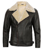 Mens Brown Shearling Lined Moto Leather Jacket