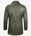 Mens Military Green Leather Car Coat