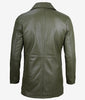 Mens Military Green Leather Car Coat