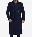 Mens Blue Double Breasted Overcoat