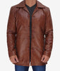 Mens Tall 3 4 Length Cognac Leather Car Coat