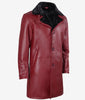 Mens Maroon Shearling Leather Winter Coat