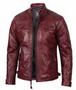Massachusetts Maroon Leather Jacket For Men