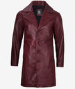 Mens Real Leather Maroon Car Coat