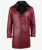 Mens Maroon Shearling Leather Winter Coat