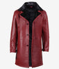 Mens Maroon Shearling Leather Winter Coat