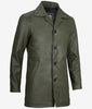 Mens Military Green Leather Car Coat