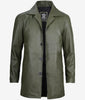 Mens Military Green Leather Car Coat