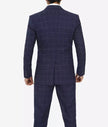 Mens Three Piece Navy Blue Herringbone Suit