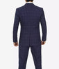 Mens Three Piece Navy Blue Herringbone Suit
