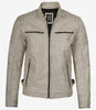 Mens Off White With Gray Wax Biker Leather Jacket