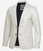 Mens Two Button White Leather Blazer