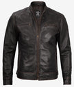 Mens Distressed Brown Moto Racer Jacket