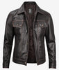 Mens Dark Brown Leather Trucker Jacket