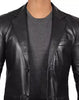 Mens Tall Two Button Black Leather Blazer