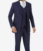 Mens Three Piece Navy Blue Herringbone Suit