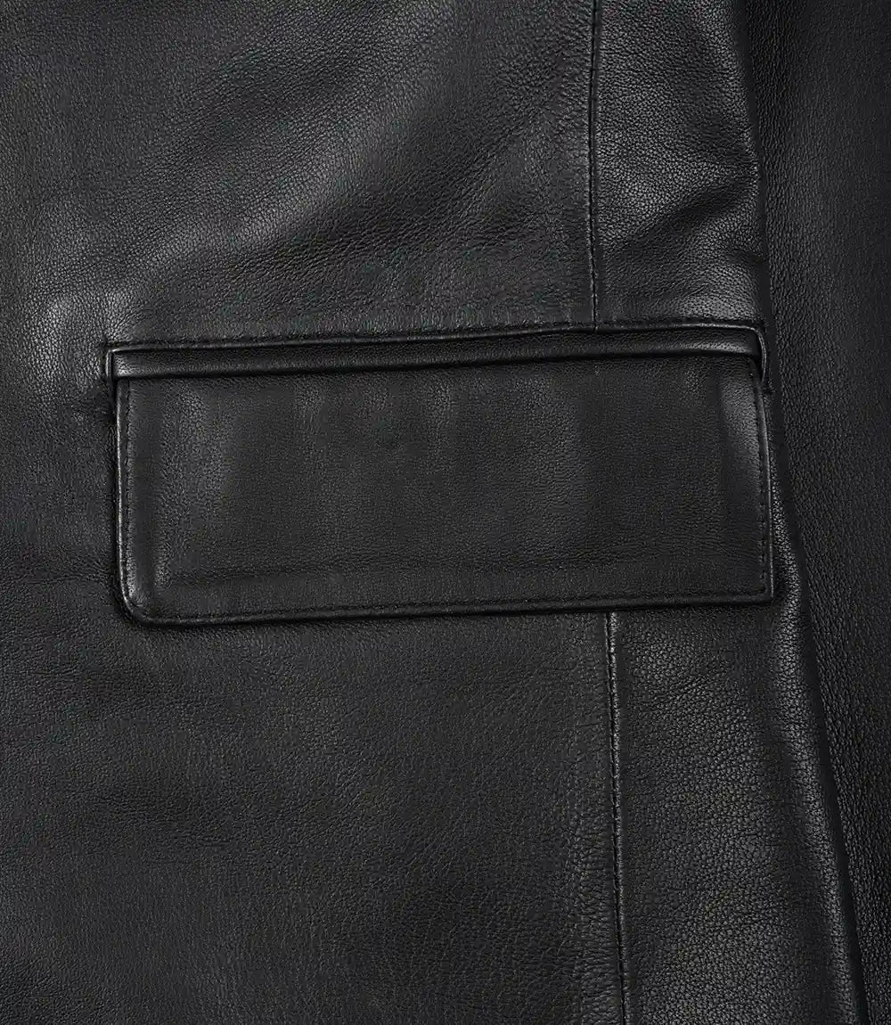 Glendale Mens Black Leather Blazer