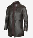 Mens Tall Vintage Dark Brown Leather Coat