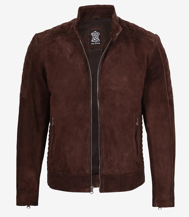 Men's Top Notch Dark Brown Suede Jacket