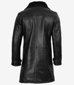 Men's Black 3/4 Length Shearling Leather Coat