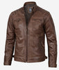 Mens Chocolate Brown Motorcycle Leather Jacket