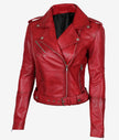 Margaret Womens Red Leather Biker Jacket