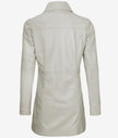 Womens Real Leather White Car Coat