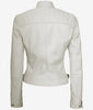 Womens Real Lambskin Leather White Quilted Biker Jacket