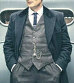 Grey Three Piece Two Button Suit Mens