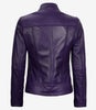 Womens Biker Cafe Racer Purple Leather Jacket