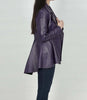 Womens Purple Leather Peplum Jacket